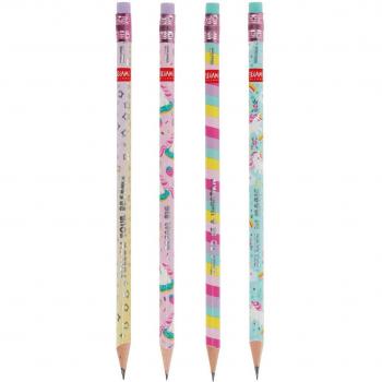 Set de lápices perfumados Legami Unicorn - 4 unidades, diseño de unicornio, fragancia agradable, ideal para escolares y amantes del arte