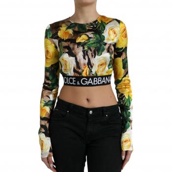Dolce & Gabbana Multicolor Floral Long Sleeves Cropped Top - Size XS