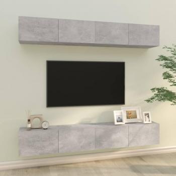 Muebles de TV 4 piezas gris hormigón 100x30x30 cm