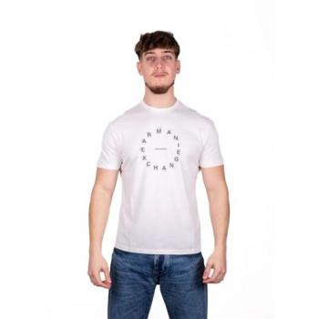 Camiseta de Jersey Regular Fit Armani Exchange para Hombre con Estampado Circular en Blanco Crema, Talla L
