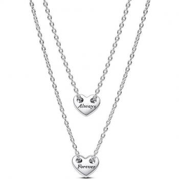 Pandora Forever & Always Splittable Heart Necklace - Sterling Silver 45cm