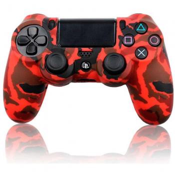 Ociodual Funda de Silicona Carcasa para Mando Sony PS4/Slim/Pro Dualshock Camuflaje Roja