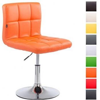 Taburete Bajo Palma V2 Naranja - Silla Lounge Regulable en Altura y Giratoria con Acolchado en Simil Cuero