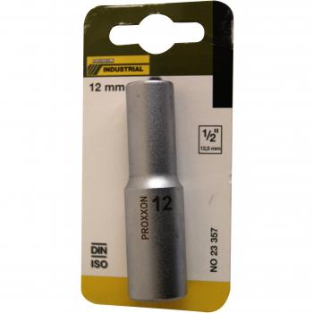 PROXXON 23 357 Vasos Largos de 1/2, Tamaño 12mm, Longitud Total 79mm, Metal