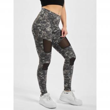Urban Classics Women's Camo Tech Mesh Leggings - Dark Digital Camouflage, Stretchy Workout Trousers with Military Print