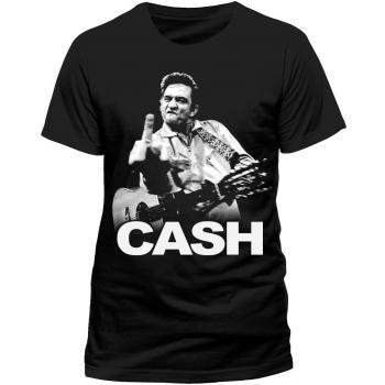 Johnny Cash Men Finger Short Sleeve Regular Fit T-Shirt, Black, Large