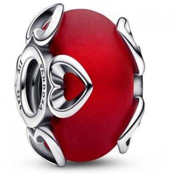 Charm Pandora de Cristal de Murano Rojo Helado y Corazones 792497C01
