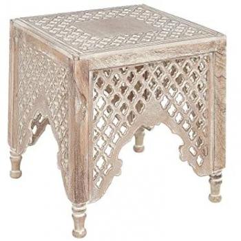 Mesa Auxiliar Decorativa de Madera de Mango Clara 40 x 40 cm Kadma