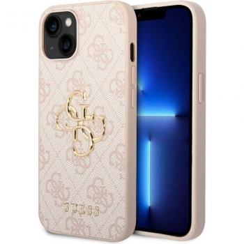 Custodia Ibrida Guess 4G Logo Metálico Grande para iPhone 15 Plus - Rosa