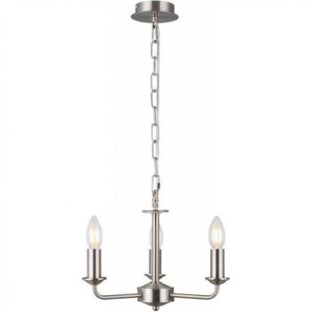 Lámpara colgante de techo Banyan con 3 bombillas E14, níquel satinado, cadena de 2 m, sin pantalla, 34 cm