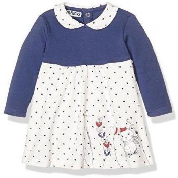 BIMBUS Abito Interlock Stampa Cuori, Vestido Para Bebés, Panna/Blu 01, 9M