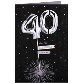 Clintons: Silver Numbers 1153043 - Tarjeta de felicitación de cumpleaños de 40 años, 235 x 155 mm, multicolor