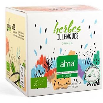 Alma Home Infusión Eco Vegan Hierbas Isleñas 15 uds, pirámides, 3.5g cada bolsita, sabor Naranja - Hinojo, 52.5g total