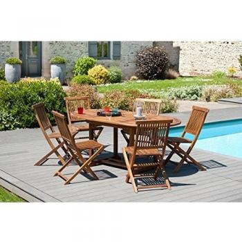 Mesa de jardín ovalada extensible de madera de teca aceitada para 4/6 personas 120/180 x 90 cm