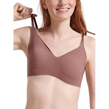 Sloggi Women's ZERO Microfibre 2.0 Bralette - Brown - Small - Wireless with Removable Pads