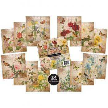 IndigoBlu Paper Stack 190gsm Cardstock 6X6 24/Pkg-Floral Vignettes