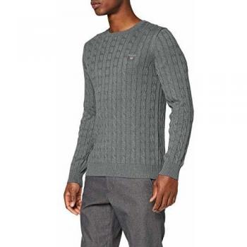 GANT Cotton Cable Crew suéter, Gris