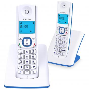 Alcatel F530 Teléfono DECT Duo Azul/Blanco con Identificador de llamadas