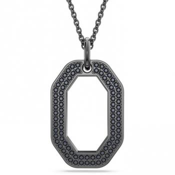 Swarovski Dextera Ruthenium Plated Black Octagon Pendant Necklace 5651703