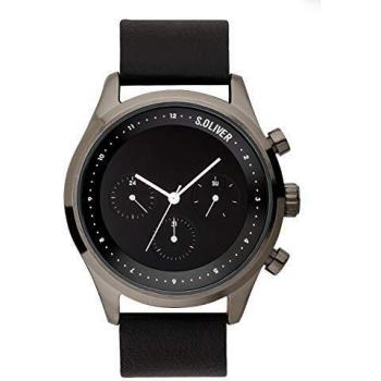 s.Oliver Mens Analogue Quartz Watch with Leather Strap SO-3722-LM