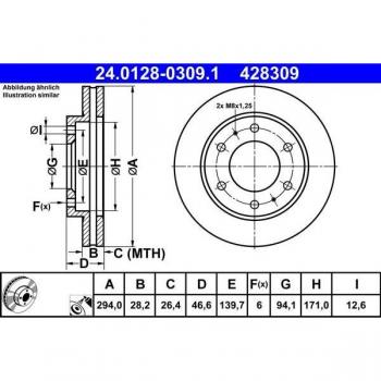 Disco de freno ATE 24.0128-0309.1, ventilado, 1 pieza