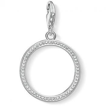 Thomas Sabo Women's Charms Silver Zirconia Sparkly Minimal Circle Charm 1530-051-14, Gray, Size: ONE SIZE