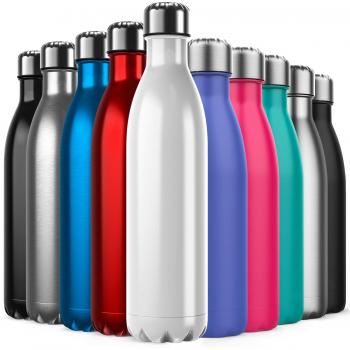 Invool de Botella de Agua de Acero Inoxidable,diseño de Pared Doble,Boca estándar,para Correr, Gimnasio, Yoga, Ciclismo,750ML,Blanco