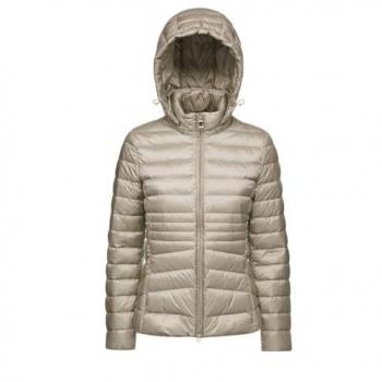 Geox Women's Taupe Zip-Up Hooded Puffer Jacket Jaysen