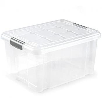 Caja de Almacenamiento Multiuso TIENDA EURASIA® - Cajas de Almacenaje de Plástico Transparente con Tapa y Ruedas, Cajas Organizadoras con Cierre a Presión, Almacenaje Apil