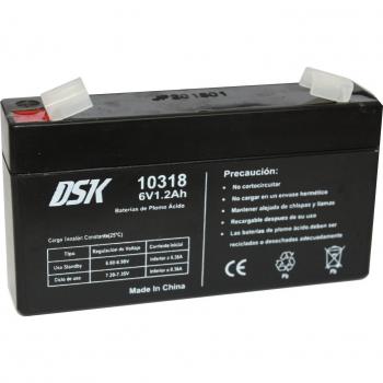 DSK 10318 - Batería de Plomo AGM Recargable y Sellada de 6V y 1,2Ah. Ideal para Coche y Motos eléctricos para niños, Patinetes, Sistemas SAI, Sistemas de Seguridad y comunicación, Luz de Emergencia