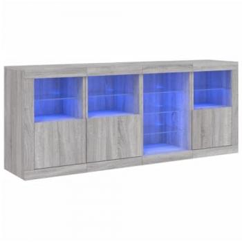 Aparador con luces LED gris Sonoma 164x37x67 cm
