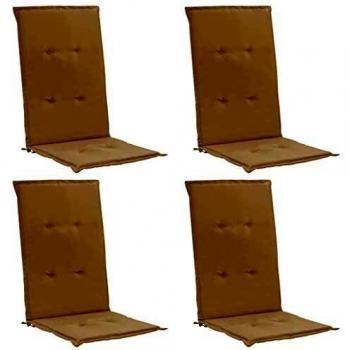 Beige Garden Chair Cushions Set of 4 Highback 120x50x3 cm Fabric