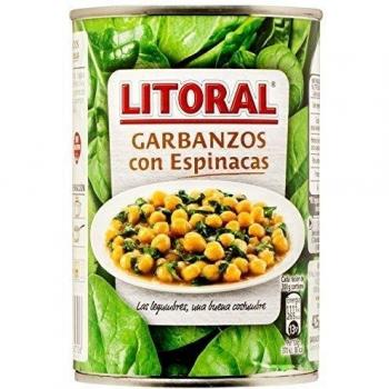 Litoral - Garbanzos con Espinacas, 425 g - [Pack de 5]