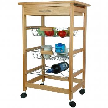 WB Carrito Servicio - Carro De Cocina Con Bandejas y Botellero, Madera