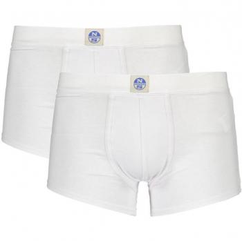 North Sails White Cotton Boxer Shorts Bi-Pack for Men, Size S, Elastic Waistband