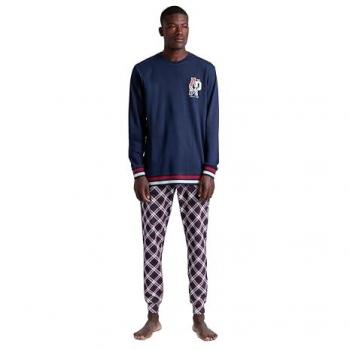 Pijama Largo de Hombre Admas de Algodón en Color Azul Marino con Manga Larga - Homewear 2024