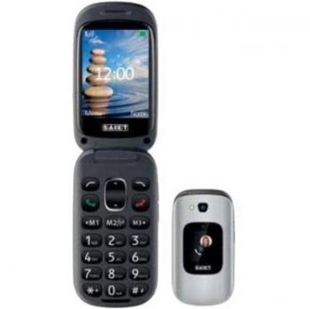 Teléfono Celular Saiet PRIME 2.8 Plata Doble SIM Bluetooth con Tecla SOS para Mayores