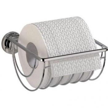 Wenko 17799100 Power-Loc Portarrollos Acero INOX Bovino - Fijar sin taladrar, Acero INOX, 14 x 7.5 x 15 cm, Brillante