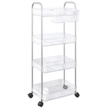 Carro de Almacenamiento Acrílico Transparente 4 Niveles 37x28x95 cm
