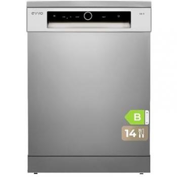 Lavavajillas de Libre Instalación EVVO D5X 60cm, Capacidad para 14 Cubiertos, Eficiencia B, Inox, con Tercera Bandeja y 8 Programas