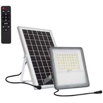 Foco Proyector LED Solar 10W 100lm/W IP65 con Control Remoto 3000K Blanco Cálido