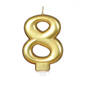 Vela Metalizada Dorada Nº 8, de 8 cm
