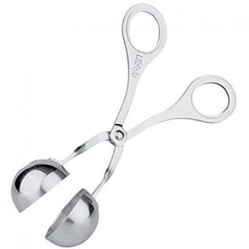 Molde para albóndigas o croquetas de 4,7 cm de diámetro y de acero inoxidable con pinza de inox en forma de bola para cocina o repostería