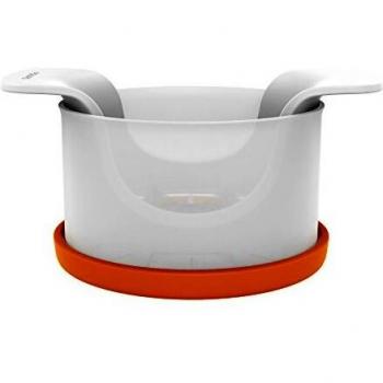 Fiskars Cortador de manzanas con recipiente, 16,4 x 12,7 x 7,8 cm, Plástico/Acero, Functional Form, Blanco/Naranja, 1016132