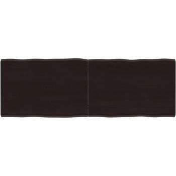 Tablero de mesa madera tratada roble sin tratar marrón oscuro 140x50x(2-4) cm borde natural gris
