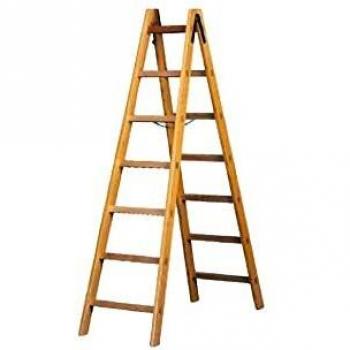 Escalera de Madera Doble Subida 7 Peldaños con Barandilla Facal