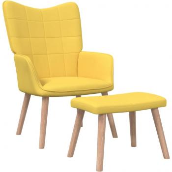 Sillón relax con reposapiés en tela amarillo mostaza