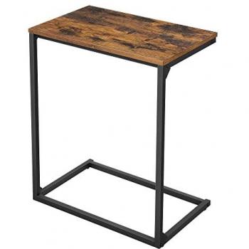 Mesa Auxiliar Versátil para Sofá o Mesita de Noche, Estructura Estable, Ideal para Dormitorio y Sala de Estar, Marrón Rústico y Negro 55x35x66 cm
