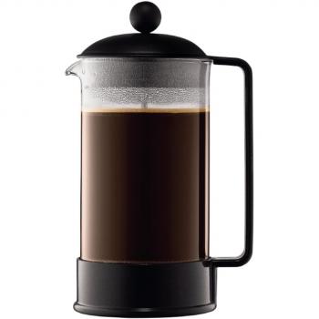 Bodum Brazil French Press 8 Cups 1 L Cafetera émbolo, Vidrio, plástico, Acero, Negro, 1.0 litros