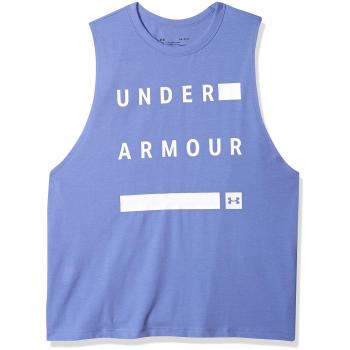 Under Armour Graphic Muscle Tank Linear Wordmark Camiseta sin Mangas, Mujer, Azul